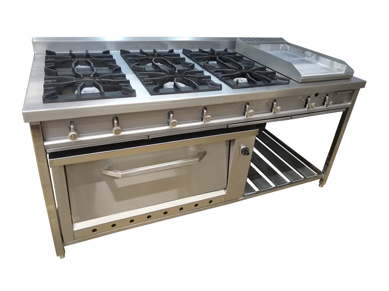 Cocina de 06 Quemadores con Plancha y Horno